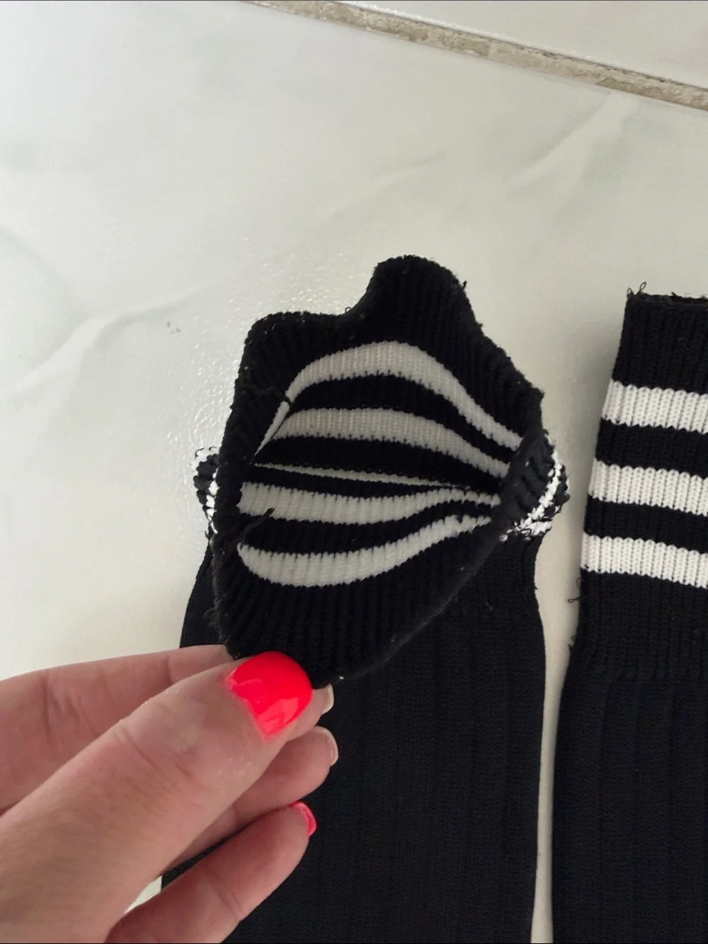 adidas Black Knee-High Athletic Socks with White Stripes